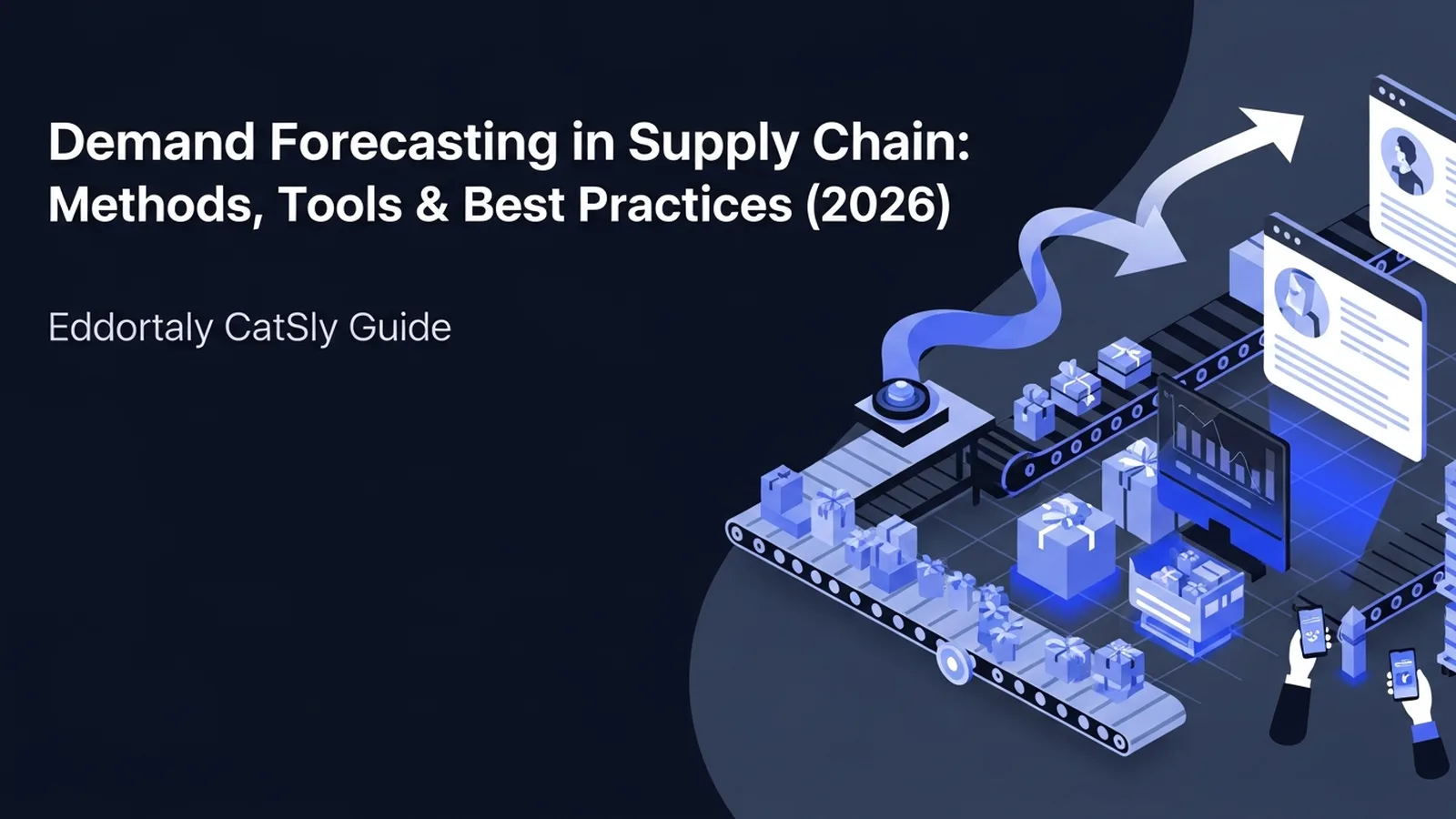 Modern dashboard displaying supply chain analytics with glowing blue data visualizations and forecast trend graphs