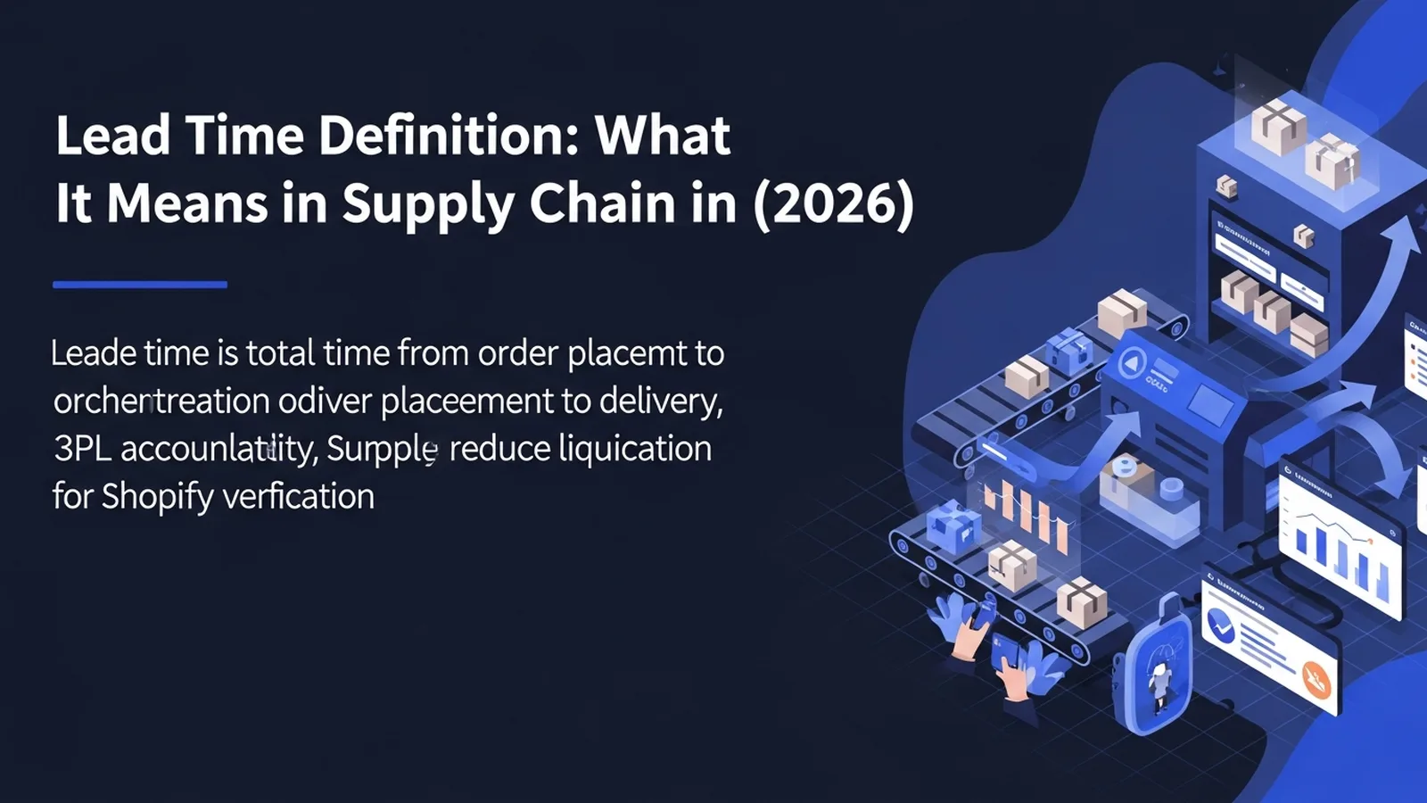 Modern supply chain visualization with connected nodes and timeline flowing across a clean technical layout in electric blue