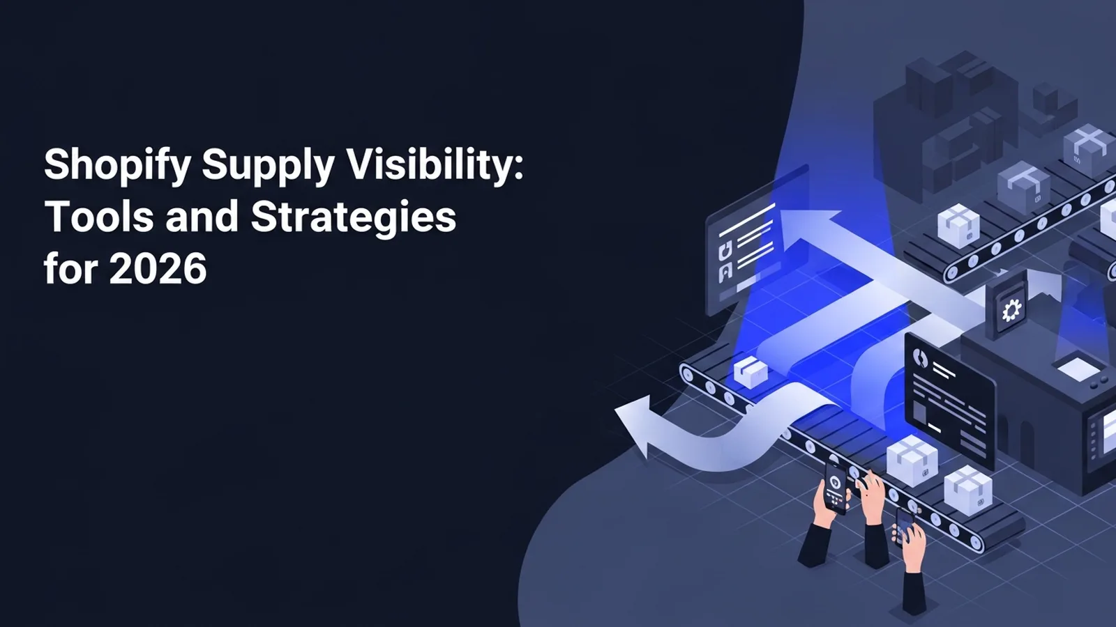 Modern dashboard interface displaying supply chain analytics with glowing blue data streams and inventory tracking metrics